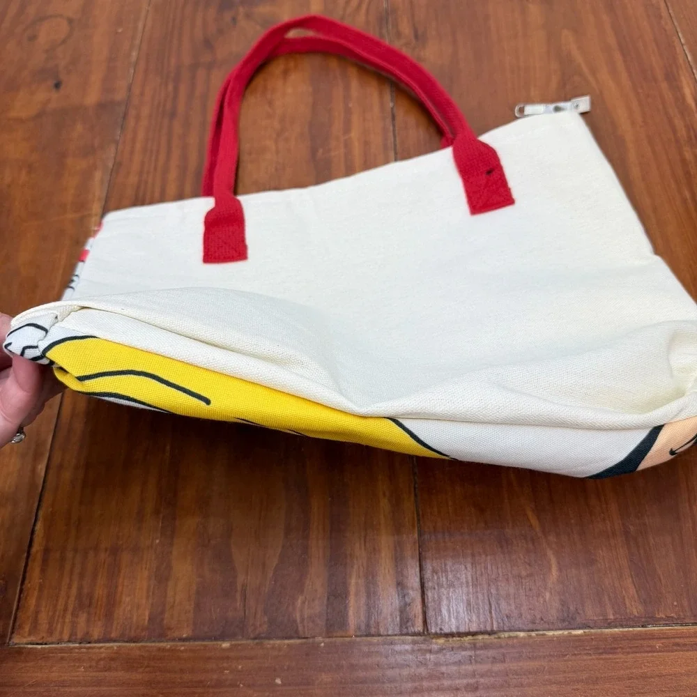 Disney Mickey and Friends Canvas Tote Bag Zippered Pluto Donald Minnie Goofy